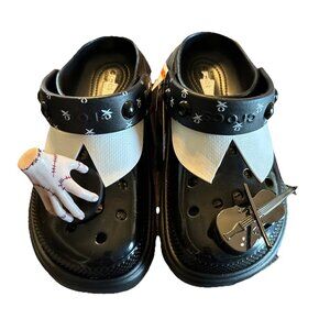 Crocs Wednesday Addams Stomp Clog Women's Size 7 Black And White